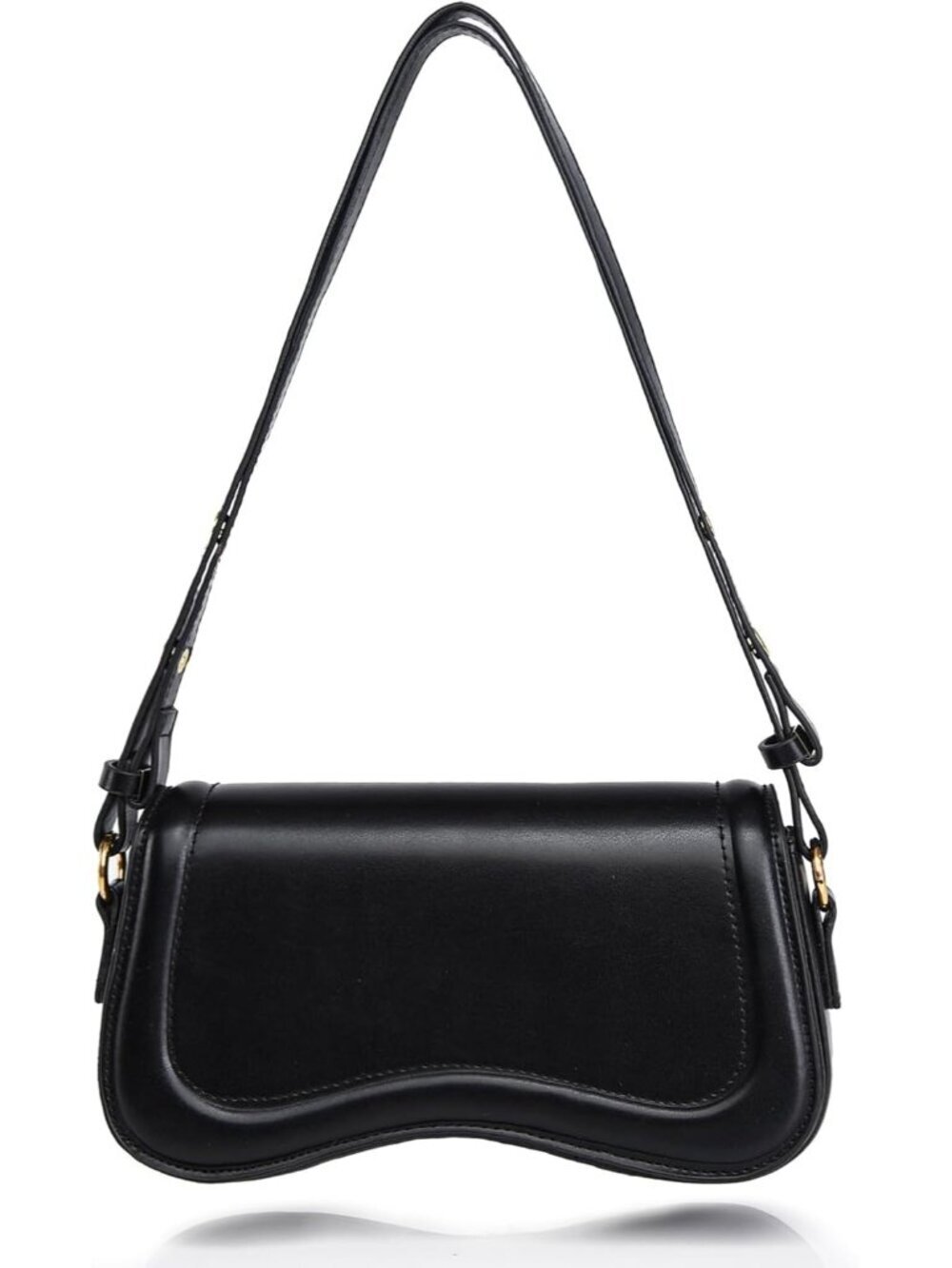 Women's Black Pu Leather Tote Bag 2 Removable Straps and Zipper Closure